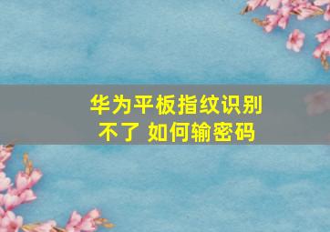 华为平板指纹识别不了 如何输密码